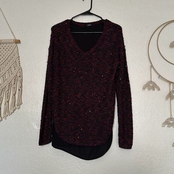 Apt.9 Size Small purple Sequin Sweater Blouse - Picture 1 of 4